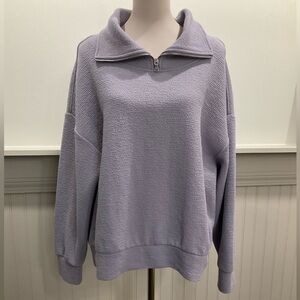 CALIA Textured Quarter Zip Pullover L Waffle Knit Athleisure Lounge Top